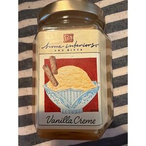 Home Interiors and Gifts Vanilla Creme Jar Candle 2002 Vintage Hexagon Gold Lid